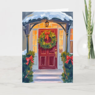 Deck the Halls Christmas Winter Holiday Painted Card
