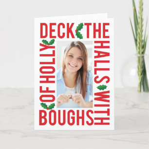 Deck the Halls Customizable Photo Christmas Card, Holiday Card