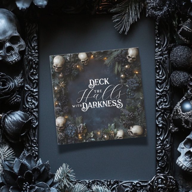 Deck the Halls Darkness Gothic Skull Xmas  Holiday Card (Creator Uploaded)