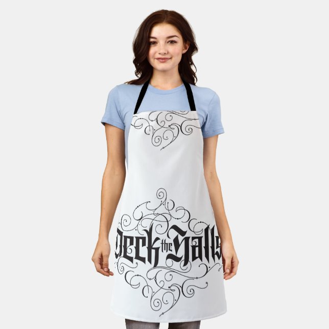 Deck The Halls Elegant Christmas Calligraphy Lux Apron (Worn)