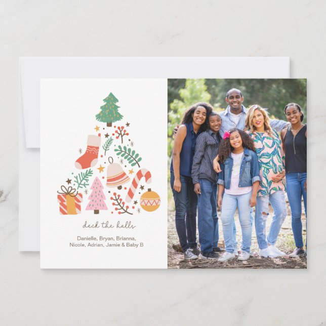 Deck the Halls Family Photo Christmas Card (Front)