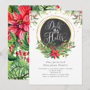 Deck The Halls Fancy Christmas Party Invitation