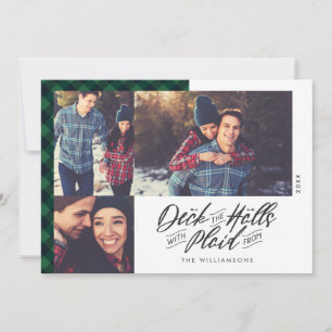 Deck The Halls   Green Buffalo Plaid Christmas Holiday Card