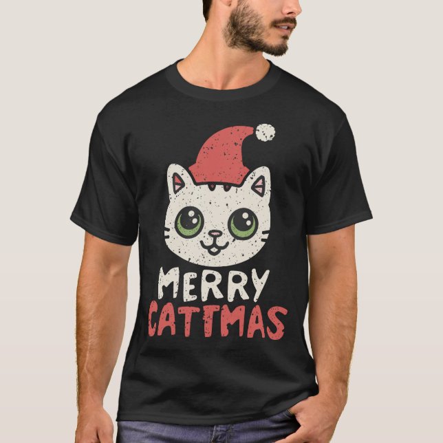 Deck the halls Happy Cat T-Shirt (Front)