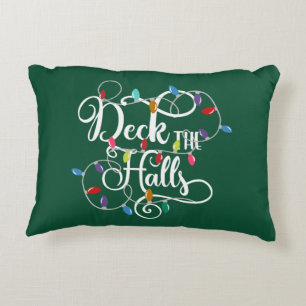 deck the halls holiday lights Christmas Decorative Pillow