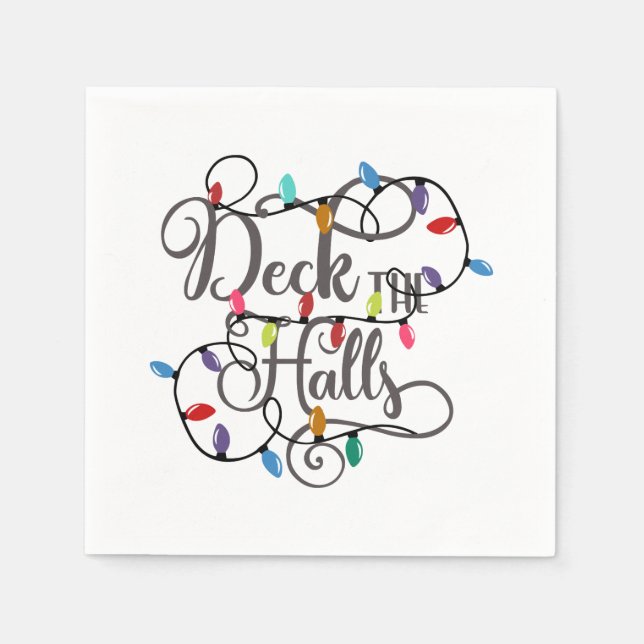 deck the halls holiday lights Christmas Napkin (Front)
