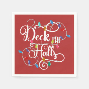 deck the halls holiday lights Christmas Napkin