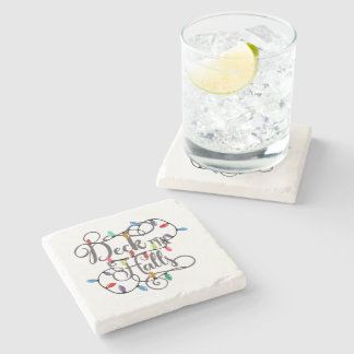 deck the halls holiday lights Christmas Stone Coaster