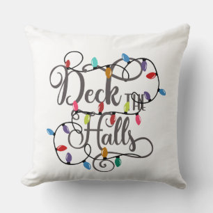 deck the halls holiday lights Christmas Throw Pillow