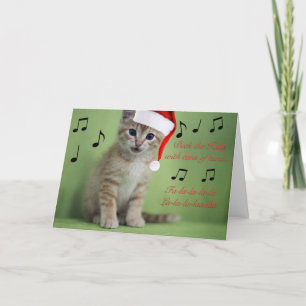 Deck the Halls Kitten Christmas Card