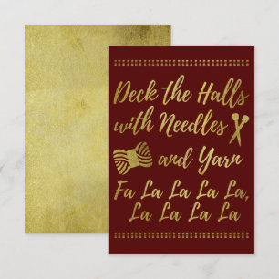 Deck the Halls • Knitting & Yarn Crafts Faux Gold Invitation