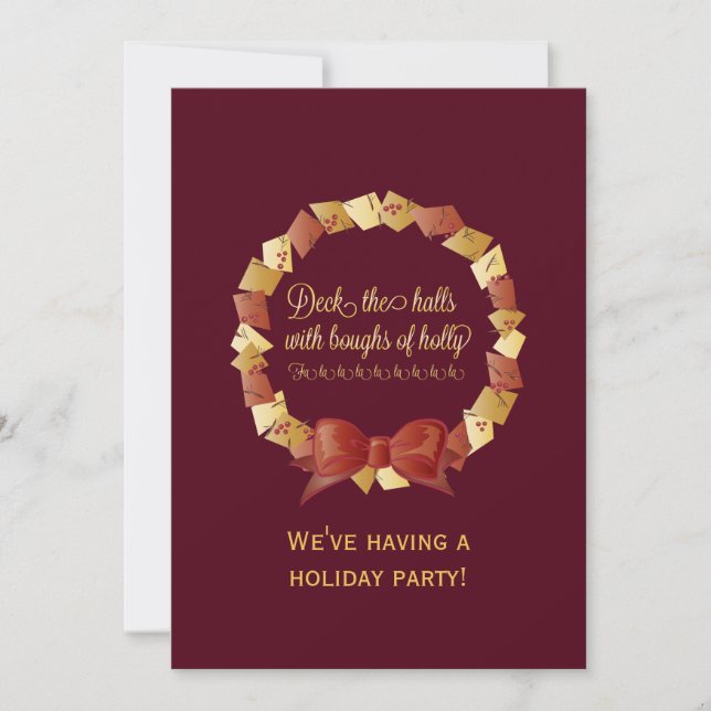 Deck the Halls Lyrics Design Invitation (Front)