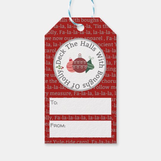 Deck The Halls Lyrics Red Christmas Gift Tags Zazzle Ca