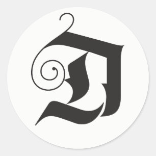 Deck the Halls Modern Lettering Monogram Black Classic Round Sticker