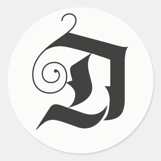 Deck the Halls Modern Lettering Monogram Black Classic Round Sticker (Front)