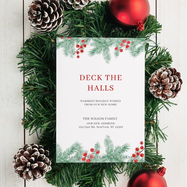 Deck The Halls New Address Moving  Holiday Postcard (Deck The Halls New Address Moving Holiday PostCard)
