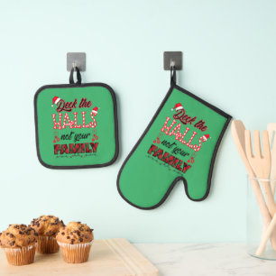Deck The Halls Not Your Family Oven Mitt & Pot Holder Set