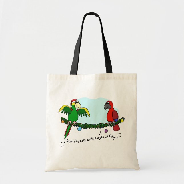 Deck the Halls Parrot Tote Bag (Front)