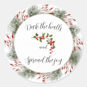 Deck the Halls Round Classic Round Sticker