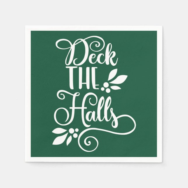 deck the halls Typography Holidays Napkin (Front)