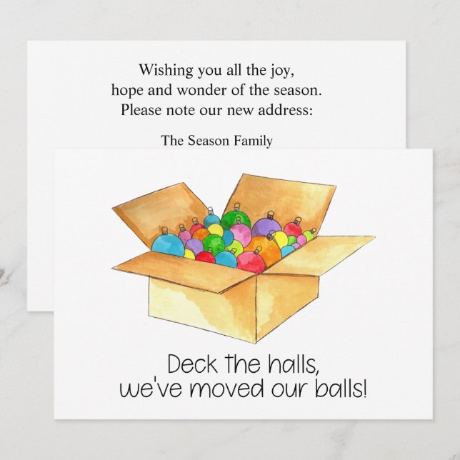 Deck the halls, we've moved our balls! invitation (Front/Back)