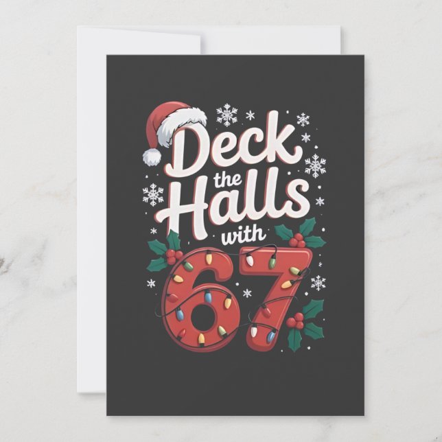 Deck the Halls With 6 7 Funny Christmas Six Seven  Thank You Card (Front)
