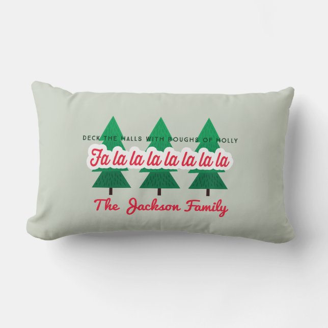 Deck the halls with boughs of holly Christmas Lumbar Pillow (Front)