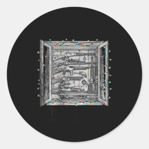 Deck The Halls With Guns & Ammo (on Back) Classic Round Sticker