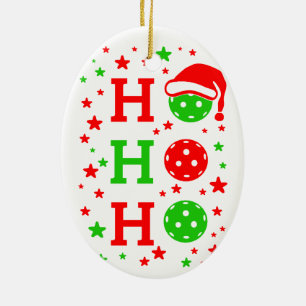 Deck the Halls with Pickleballs Christmas Ceramic Ornament