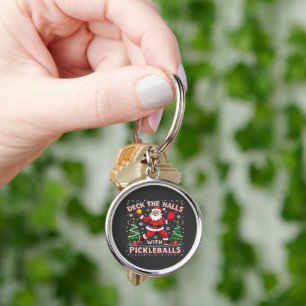 Deck The Halls With Pickleballs  Keychain