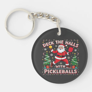 Deck The Halls With Pickleballs  Keychain