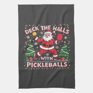 Deck The Halls With Pickleballs  Kitchen Towel