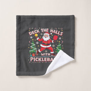 Deck The Halls With Pickleballs  Wash Cloth