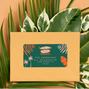 deck the palms bright colorful christmas label