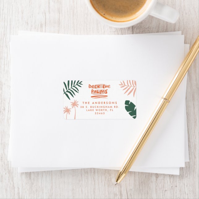 deck the palms bright colourful christmas label (Insitu)