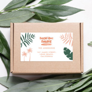 deck the palms bright colourful christmas label