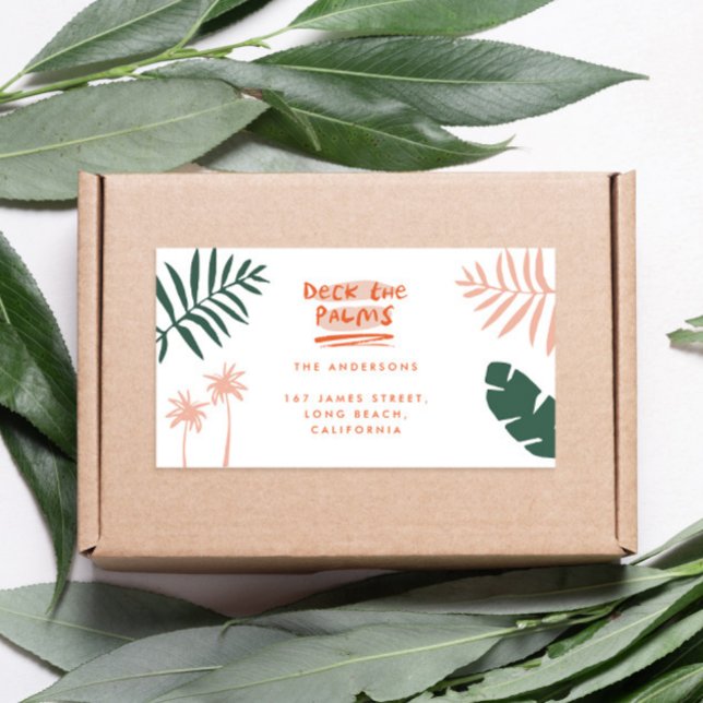 deck the palms bright colourful christmas label (Creator Uploaded)