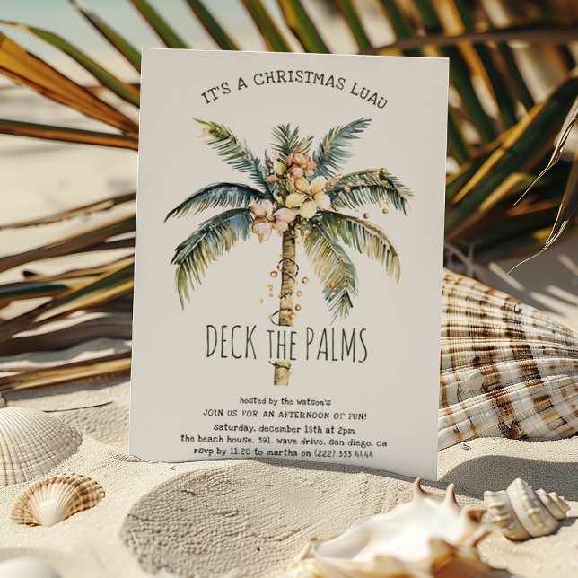Deck the Palms Christmas Luau Party  Invitation (Creator Uploaded)