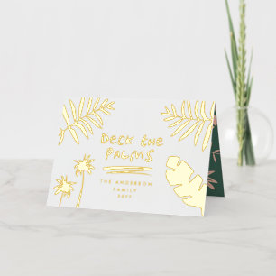deck the palms christmas tropical  modern foil holiday card