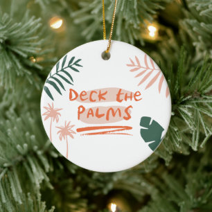 deck the palms christmas tropical modern photo ceramic ornament