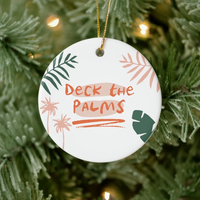 deck the palms christmas tropical modern photo ceramic ornament (Tree)
