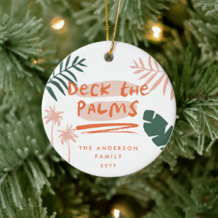 deck the palms christmas tropical modern photo ceramic ornament