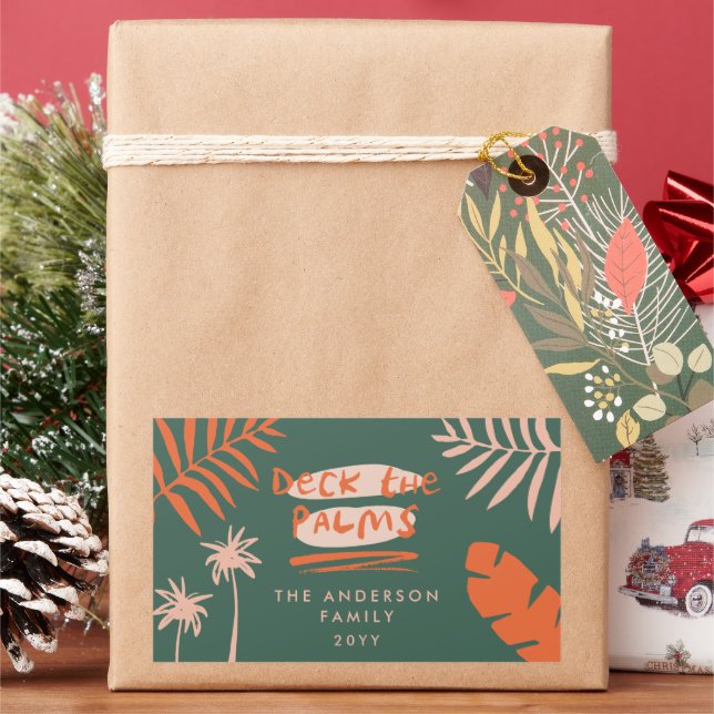 deck the palms christmas tropical modern sticker (Holiday)