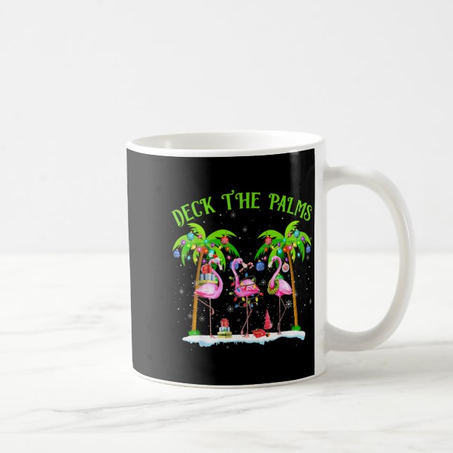 Deck The Palms Flamingo Trocal Christmas Lights  Coffee Mug (Right)