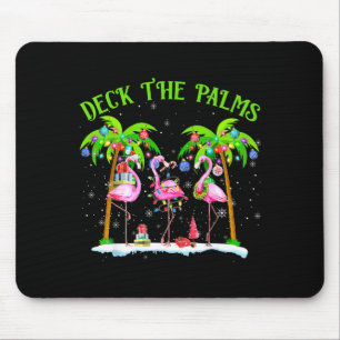 Deck The Palms Flamingo Trocal Christmas Lights  Mouse Pad