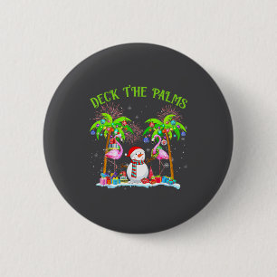 Deck The Palms Flamingo Trocal Christmas Lights Pa 2 Inch Round Button
