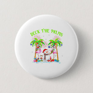 Deck The Palms Flamingo Trocal Christmas Lights Pa 2 Inch Round Button