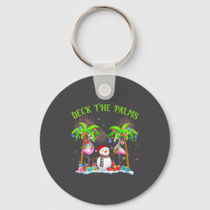 Deck The Palms Flamingo Trocal Christmas Lights Pa Keychain
