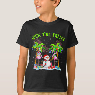 Deck The Palms Flamingo Trocal Christmas Lights Pa T-Shirt