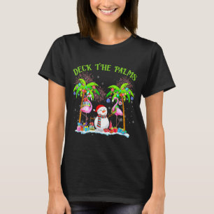 Deck The Palms Flamingo Trocal Christmas Lights Pa T-Shirt